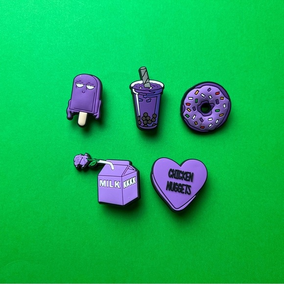 Purple Trendy Theme Crocs Shoe Charms Set of 10 - jibbitz Charms - Picture 4 of 6